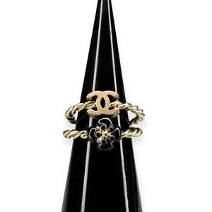 Chanel CC Camellia Flower Ring Set